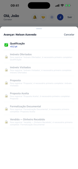 ProHub no celular — Avançar etapa